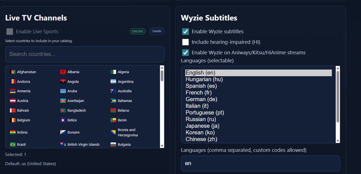 Live TV + Wyzie Subtitles